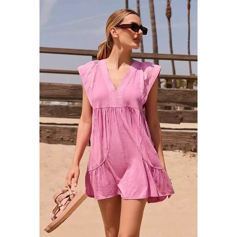 Daily Practice by Anthropologie Short-Sleeve Mini Dress Cotton Solid M 280696
